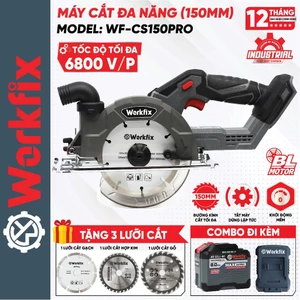 Máy Cắt Đĩa Đa Năng WORKFIX WF-CS150PRO, Tốc Độ 6800v/p, Không Than, Đường Kính Lưỡi Tối Đa 150mm