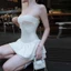 Váy liền ống trên ngực nơ viền ren trẻ trung ngọt ngào váy phồng hot girl tôn dáng gầy chít eo cho nữ