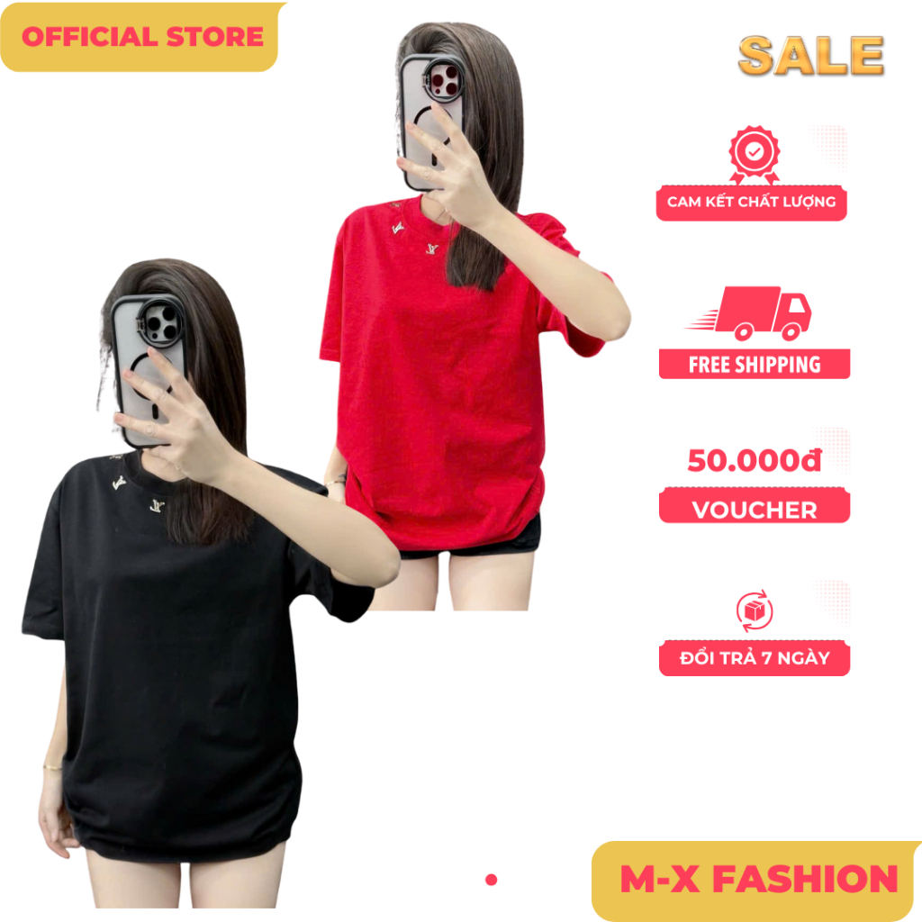 ÁO thun nam QC cổ tròn họa tiết thêu tay ngắn phong cách trẻ trung chuẩn from