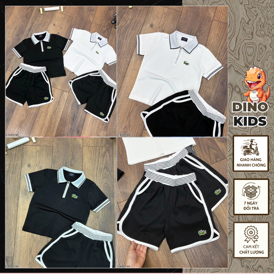 Bộ cộc cho bé trai polo có khóa kéo cổ thêu hình cá sấu hàng cao cấp- Set quần áo ngắn tay hè cho bé trai hàng siêu đẹp