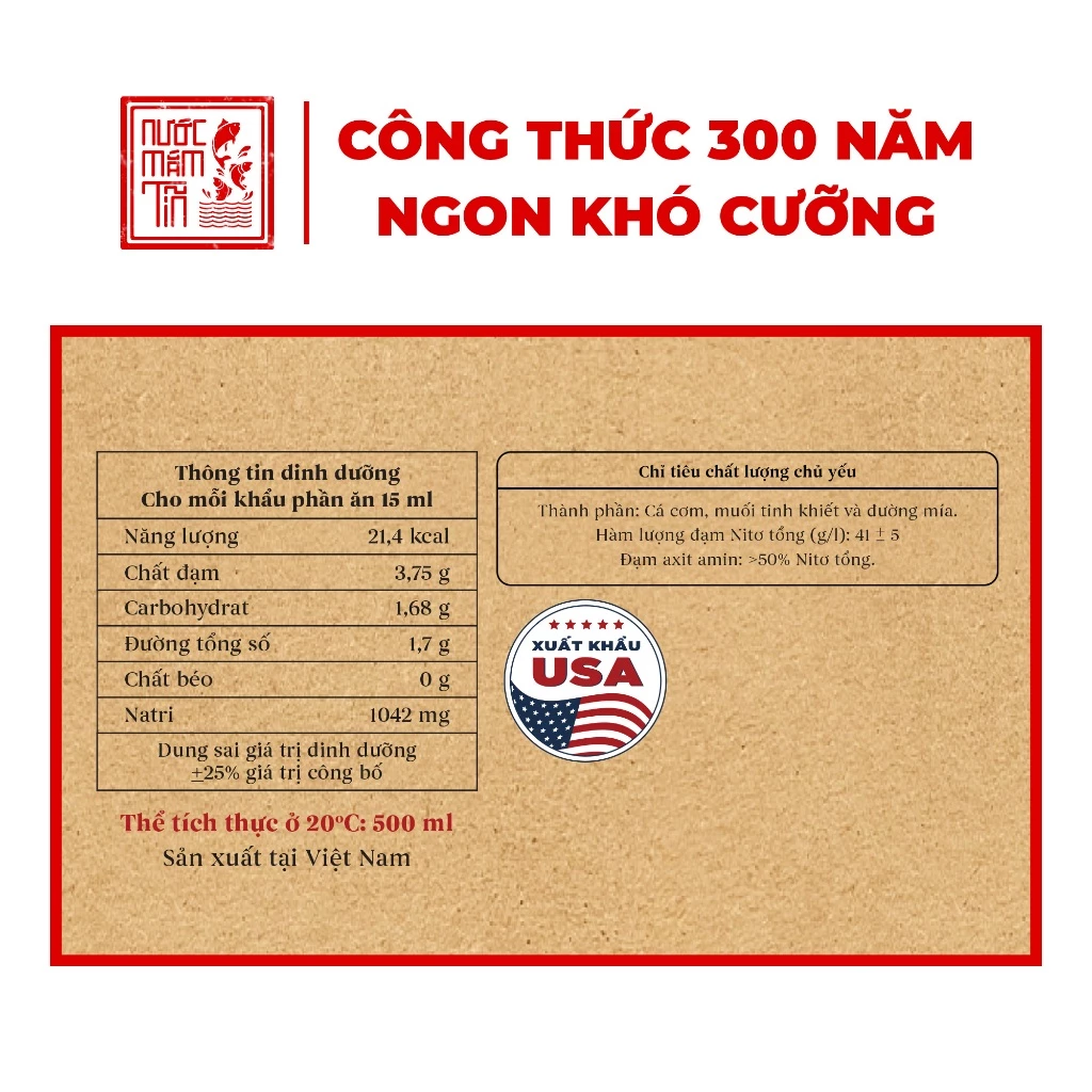 [Loại Đặc Biệt] Nước mắm Tĩn nhãn xưa độ đạm 41N 500ml rin nguyên chất truyền thống sạch
