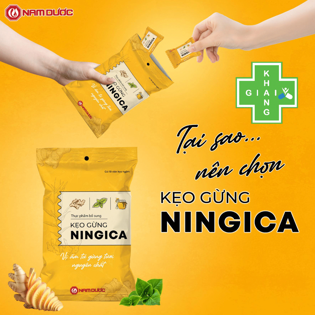 Kẹo gừng Ningica giúp ấm họng, giảm say xe (Gói 10 viên)