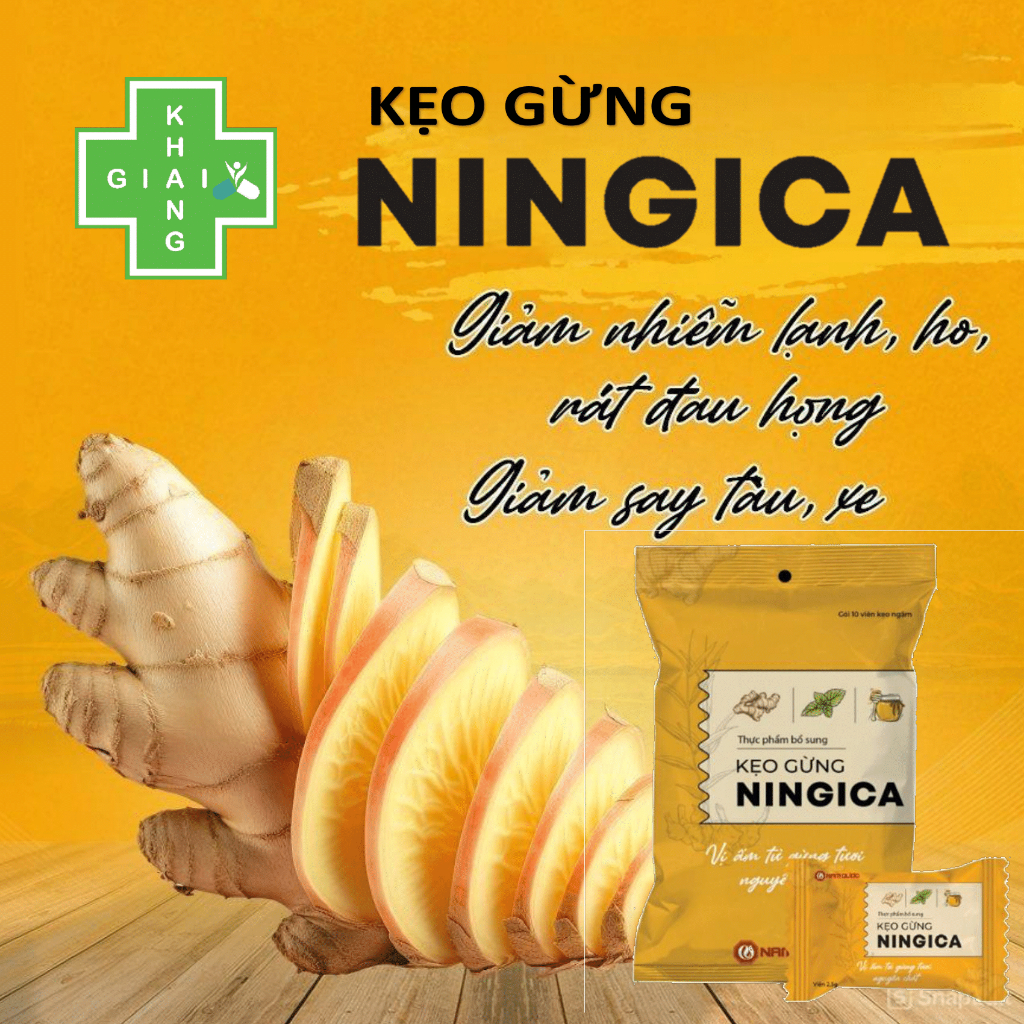 Kẹo gừng Ningica giúp ấm họng, giảm say xe (Gói 10 viên)