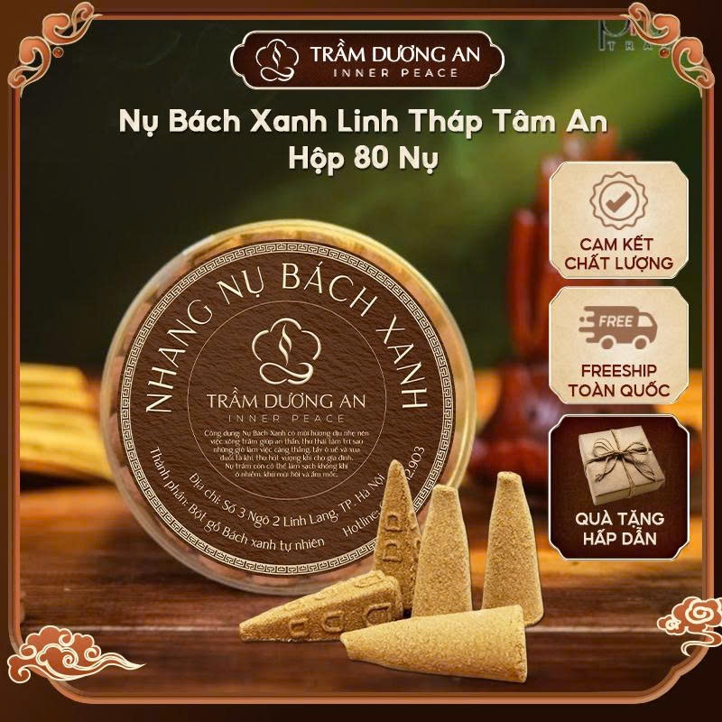 Hộp 80 Nụ Trầm Bách Xanh Chính Hãng, Khói Ngược Đẹp, Cháy Lâu 50 Phút, Dùng Tĩnh Tâm TAIJ DECOR