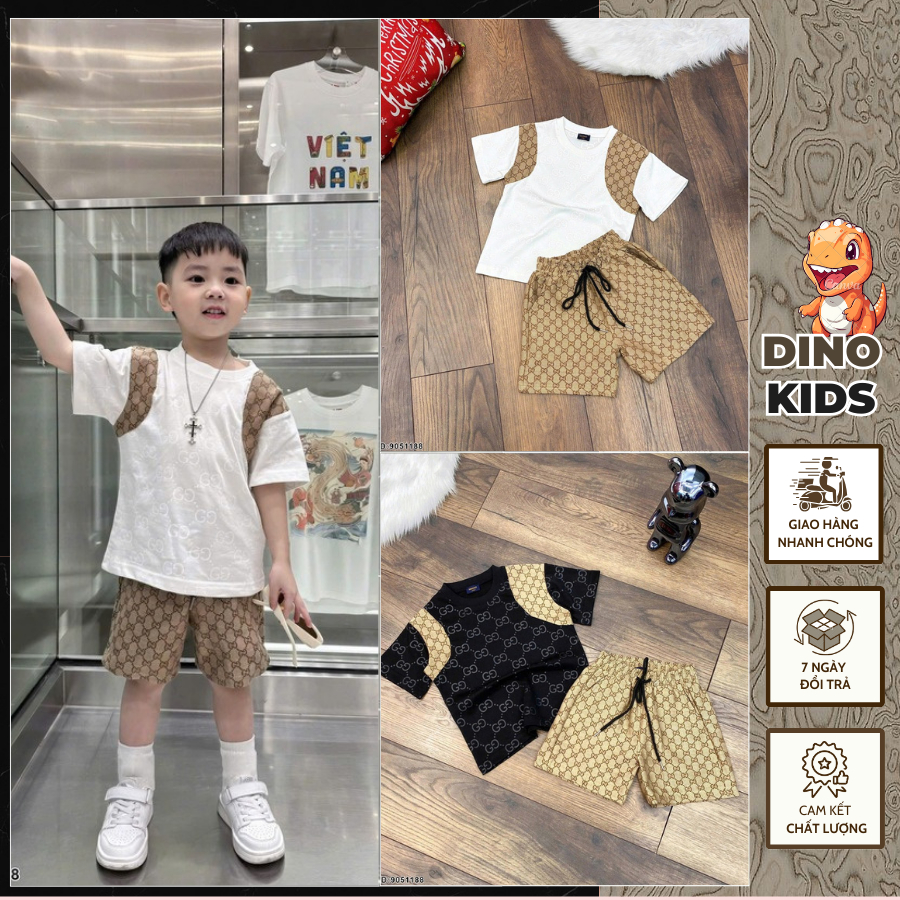 Set bộ bé trai ngắn tay mix cầu vai phong cách boy phố siêu đep-Bộ thun bé trai BB cổ tròn hàng cao cấp