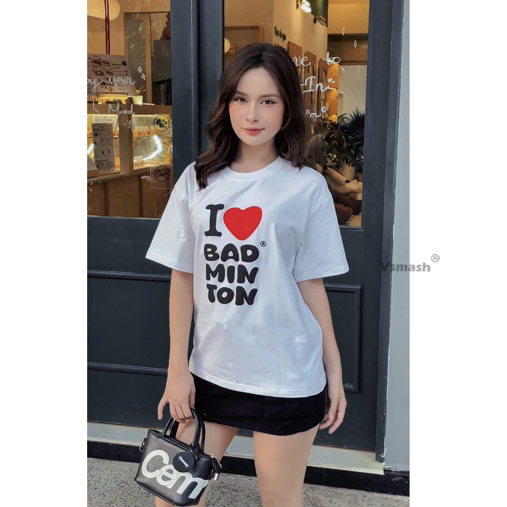 Áo Thun Cầu Lông Nam Nữ Vsmash Sportwear –  IN NỔI "I LUV BADMTINON" – Vải Bông Em Bé Mềm Mịn, Thoáng Mát, Thấm hút tốt
