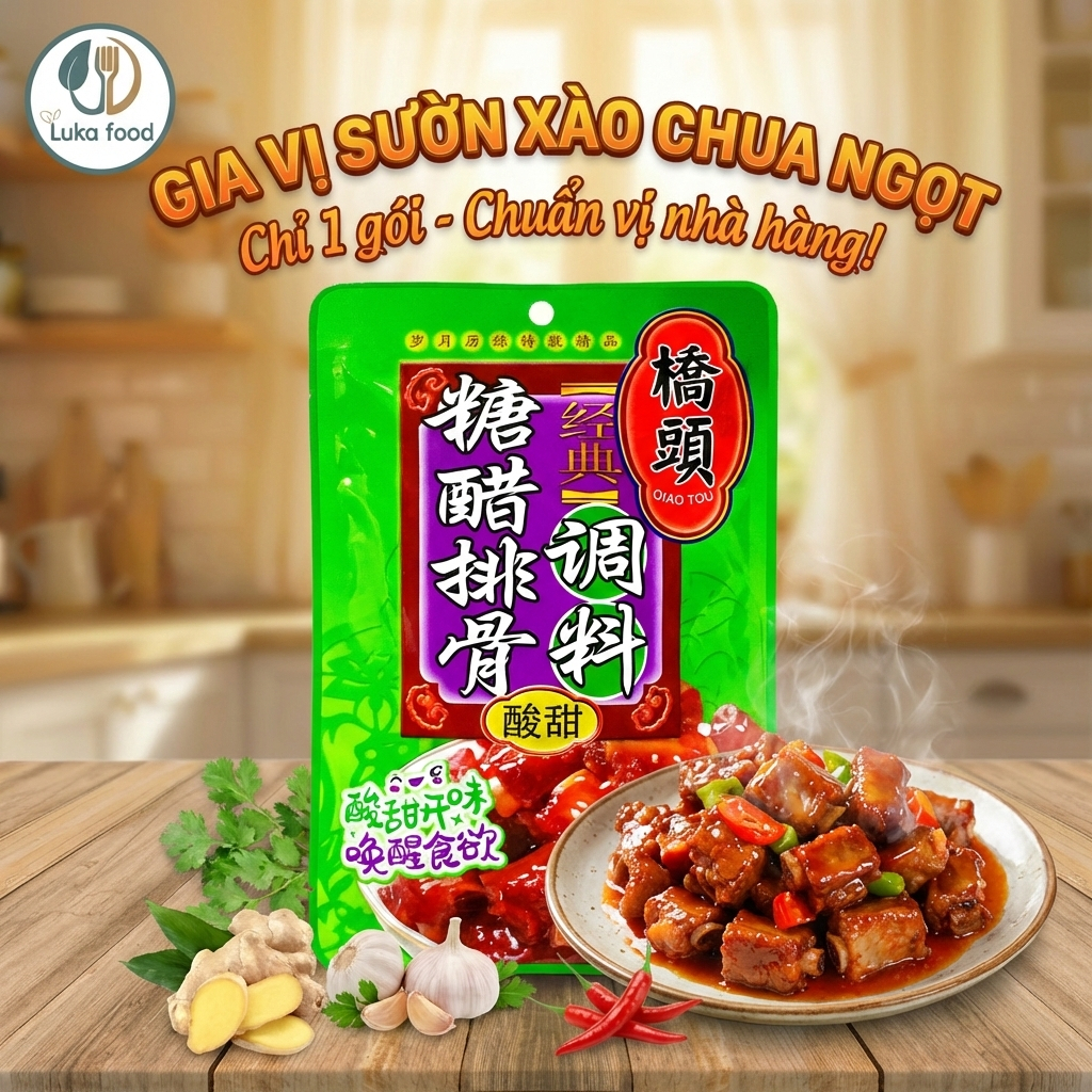 Sốt Sườn Xào Chua Ngọt Qiao Tou 100g - Gia Vị Hoàn Chỉnh Chuẩn Vị Nhà Hàng - Luka Food