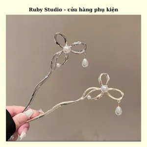 Trâm Cài Tóc Nơ Phong Cách Cổ Trang Thanh Lịch.