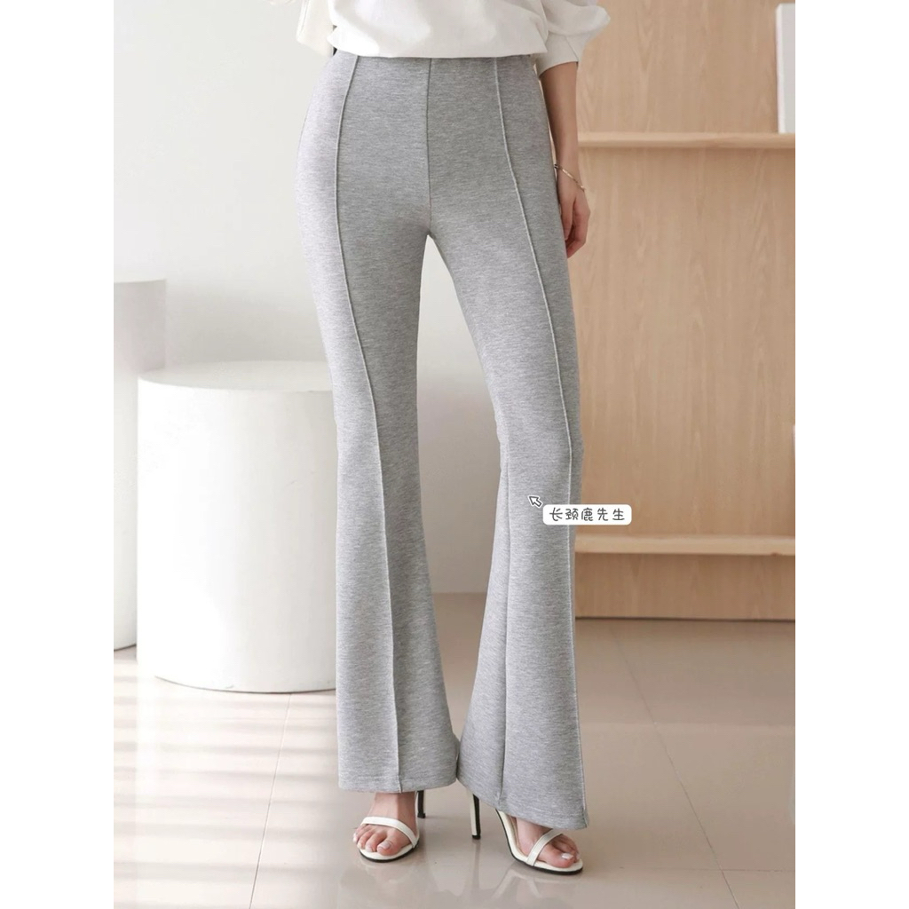 Quần loe phối gân cạp chun chất có dãn dày dặn