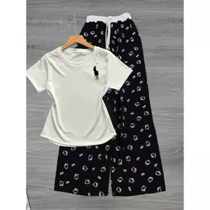 Sét Áo Babytee Nữ Basic In Logo Ngựa Phối Quần MÈo Kitty Cạp Trắng Dễ Thương Mặc Đi Học Đi Chơi Hottrend 2026