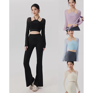 Đồ Tập Gym,Yoga,Pilates Áo Bra Có Mút JagaBall Pha Lưới Yếm Cổ Dài Tay QCCC