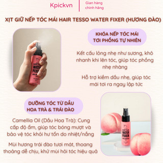 [Nội Địa Hàn] Xịt Giữ Nếp Tóc Mái Hair Tesoro Bang Hair Water Fixer 50ml (Hương Đào) - Giữ Nếp Phồng, Không Bết Dính