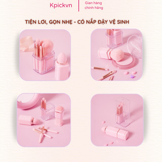 Bộ Cọ Trang Điểm Cá Nhân 8 Món Lovely Makeup Brush Set (Kèm Hộp Đựng) - Lông Mềm, Nhỏ Gọn, Màu Cute