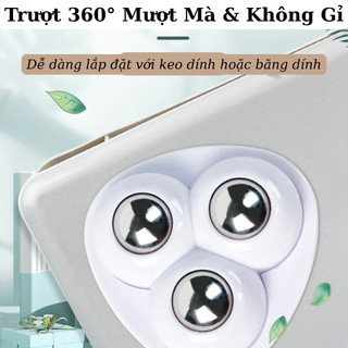 (BÁNH XE 3 BI) Bộ 4 Con Lăn Làm Bằng Thép Không Gỉ Có Miếng Dán Di Chuyển Đồ Vật Xoay 360º Tiện Lợi