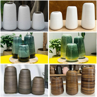 Bình hoa dáng đu đủ 3 size gốm sứ Bát Tràng cắm các loại hoa, decor trang trí nhà cửa