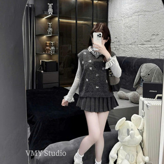 VMY Studio - Set áo gile mix áo cổ bèo điệu đà diện tết xinh xắn, áo gile mix áo cổ điệu bling QCCC nữ