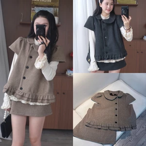 Set 2 món áo dạ cổ sen kèm chân váy dáng ngắn Nữ (áo trong bán rời) the.sweaterweather TSW
