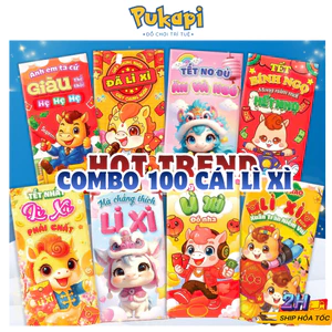 Combo 100 Bao Lì Xì Truyền Thống Hoa Lá Bính Ngọ Sang Trọng Màu Sắc Tươi Mới Đẹp Mắt Bông Hoa Set 100- Đồ Chơi PUKAPI