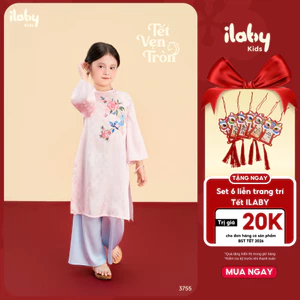 [VOUCHER GIẢM 150K] Áo dài bé gái ILABY áo dài cách tân bé gái YÊN CHI thiết kế 4 tà chất liệu tơ lụa [3755]