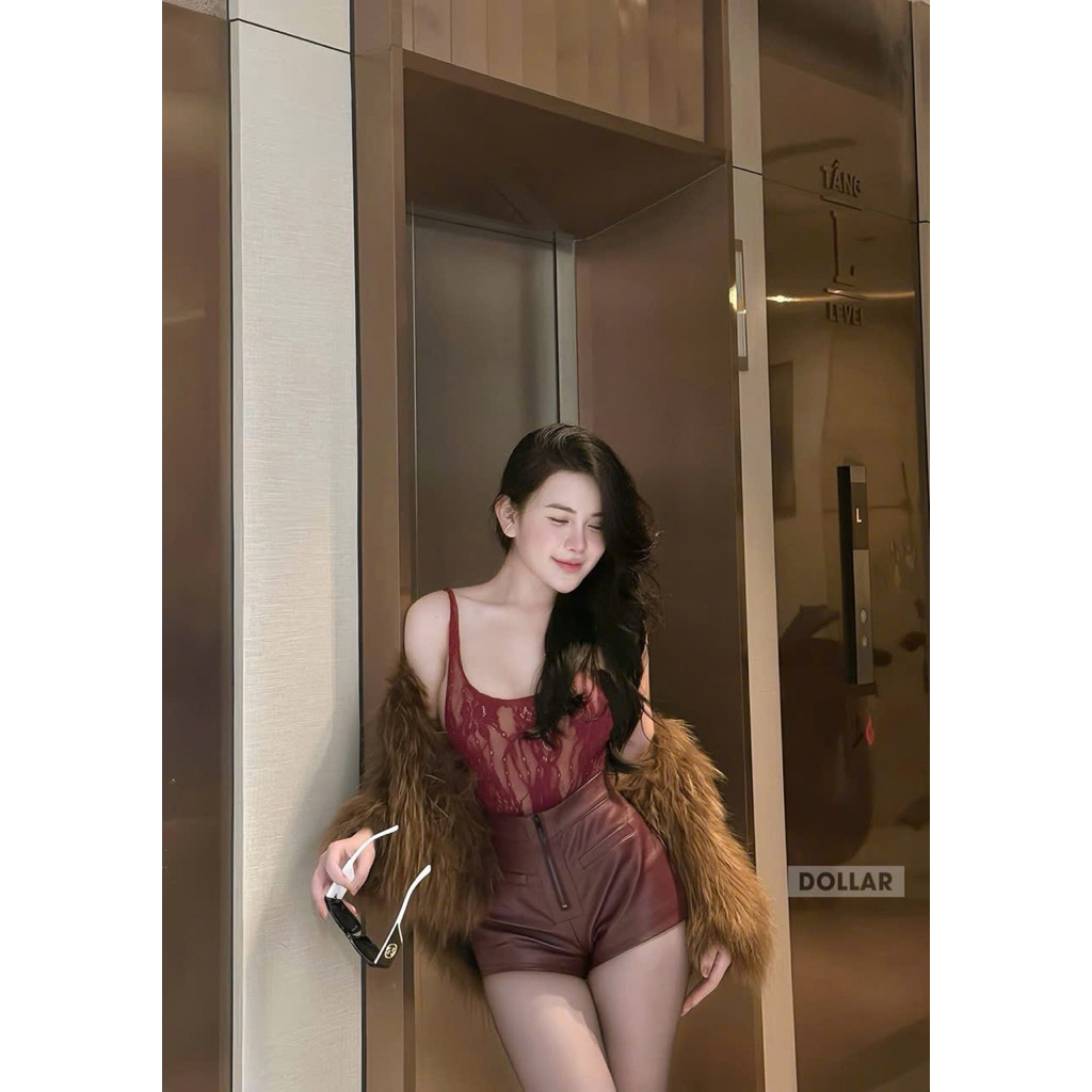 Áo ren 2 dây dáng bodysuit mix đồ siu xinh có dây tăng giảm