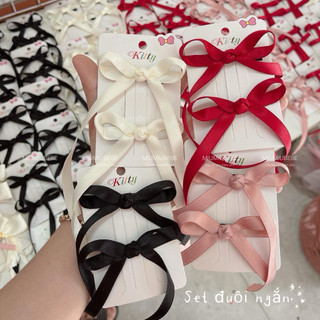 Set 2 kẹp nơ đuôi dài phối trang phục áo dài, yếm,….