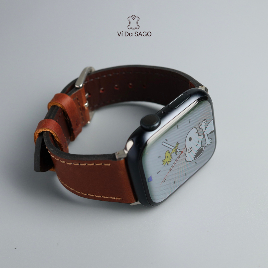 Dây đeo da bò thật cho Apple Watch 38mm-49mm, tương thích IWatch 1-11, SE3, chống mồ hôi, kháng nước nhẹ