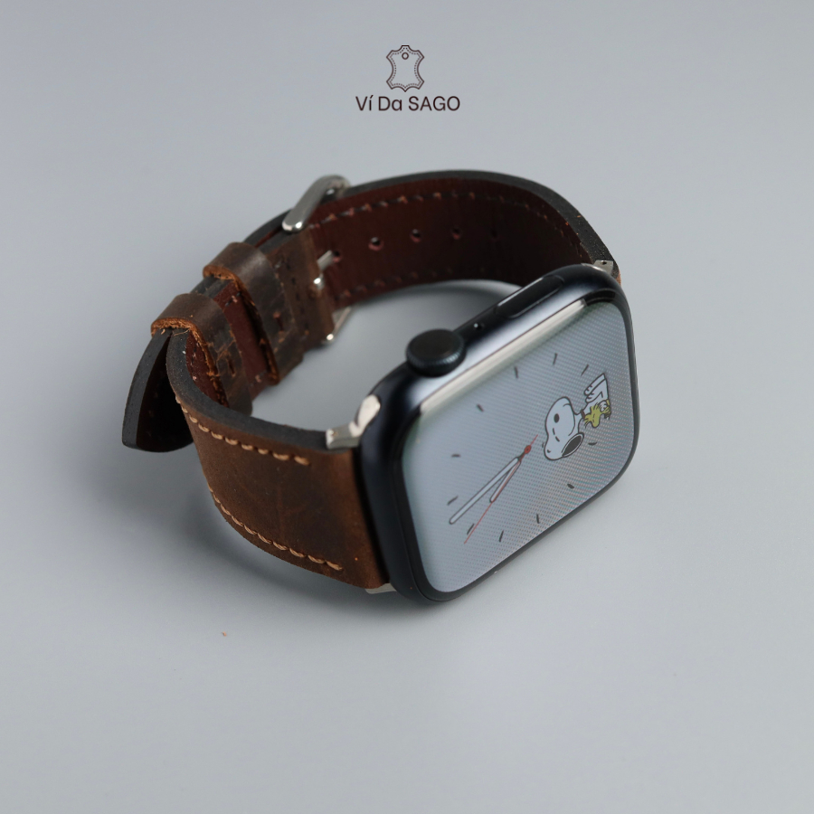 Dây đeo da bò thật cho Apple Watch 38mm-49mm, tương thích IWatch 1-11, SE3, chống mồ hôi, kháng nước nhẹ