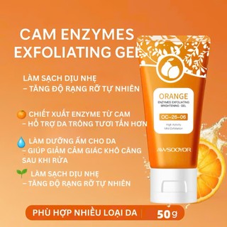 Set 4 Gel Tẩy Tế Bào Chết AWSOOYOR 50g Cho Mặt và Cơ Thể, Gel Tẩy TBC Enzyme Cam Sạch Sâu, Kiểm soát dầu, Dưỡng Ẩm Nhẹ