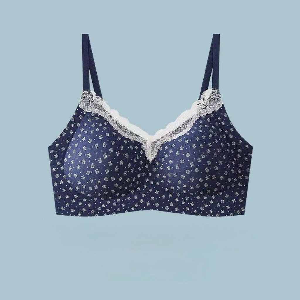 Bra Cotton Hoa Nhí Màu Xanh Viền Ren Không Gọng Có Mút Ngực Mẫu Mới Siêu Xinh – Nhẹ Như Không Mặc