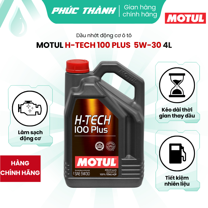 Dầu Nhớt Ô Tô Tổng Hợp Toàn Phần MOTUL H-TECH 100 PLUS 5W30 API SP ILSAC GF-6A 4Lit - Chính Hãng