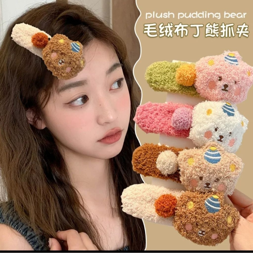 Kẹp tóc gấu bông dễ thương phong cách Hàn Quốc loại lớn KMV031