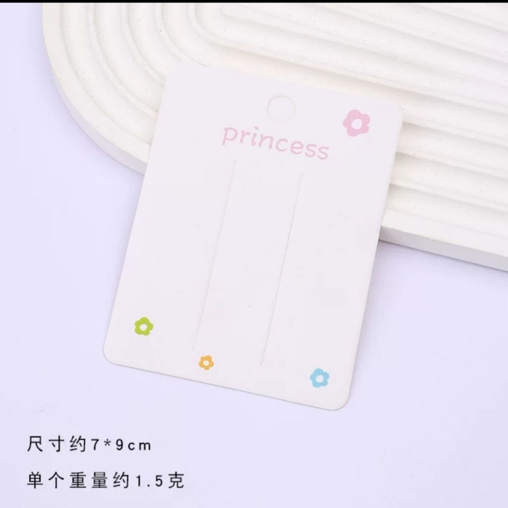 set 50 thẻ giấy hình hoa Princess trưng bày kẹp tóc màu trắng handmade B133.135