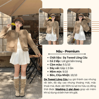 Áo Khoác Dạ Tweed Nữ COCO ROUND – Dáng Ngắn Đệm Vai Cúc Đồng GEMINI