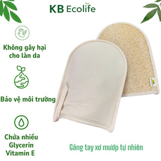 Găng Tay Xơ Mướp Tự Nhiên Tẩy Tế Bào Chết KB Ecolife  An Toàn Cho Tay Khi Sử Dụng