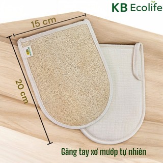 Găng Tay Xơ Mướp Tự Nhiên Tẩy Tế Bào Chết KB Ecolife  An Toàn Cho Tay Khi Sử Dụng