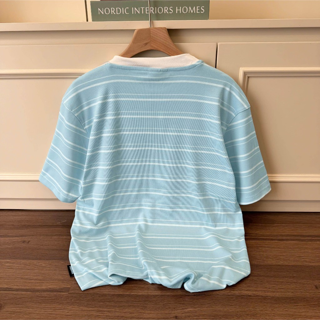 Áo Thun Mirage Ngựa Thêu Cổ Viền Xanh Sang Trọng Chất 100% Cotton Mềm Mịn Thoáng Mát.