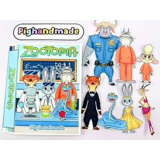 Đồ chơi bóc dán Zootopia2 - mẫu tổng hợp nhiều nhân vật và phụ kiện - Búp bê giấy Pighandmade