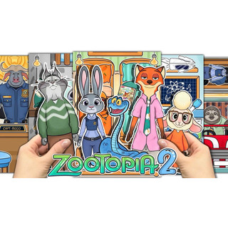 Đồ chơi bóc dán Zootopia2 - mẫu tổng hợp nhiều nhân vật và phụ kiện - Búp bê giấy Pighandmade