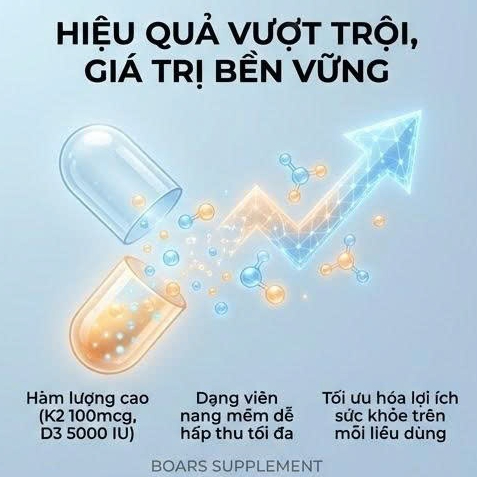 Thực phẩm sức khoẻ Vitamin D3 K2 Nutricost - Tăng cường sức khoẻ hệ miễn dịch, bổ xương khoẻ khớp