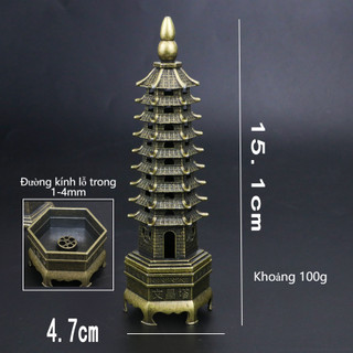 Lư đốt trầm kim loại gia dụng，Tháp Văn Xương Hương đốt xông trầm kim loại mini