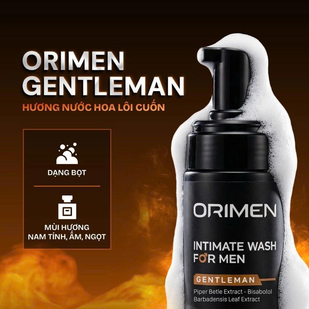 Dung dịch vệ sinh nam Orimen dạng bọt sạch khuẩn khử mùi dưỡng ẩm mùi hương nam tính 120ml