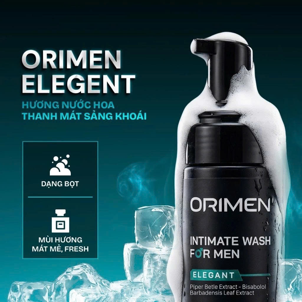 Dung dịch vệ sinh nam Orimen dạng bọt sạch khuẩn khử mùi dưỡng ẩm mùi hương nam tính 120ml