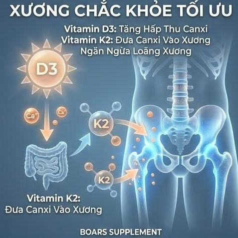 Viên uống bổ sung Vitamin D3 K2 Nutricost - Tăng cường sức khoẻ hệ miễn dịch, xương khớp