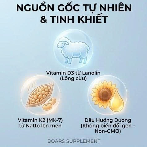 Viên uống bổ sung Vitamin D3 K2 Nutricost - Tăng cường sức khoẻ hệ miễn dịch, xương khớp
