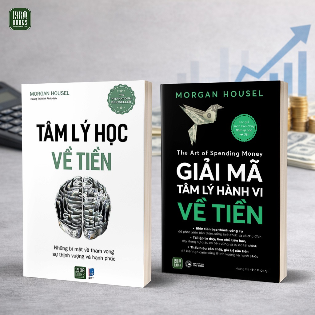 Bìa sách Bộ 2 cuốn sách Tâm lý học về tiền Giải mã tâm lý hành vi về tiền 1980Books