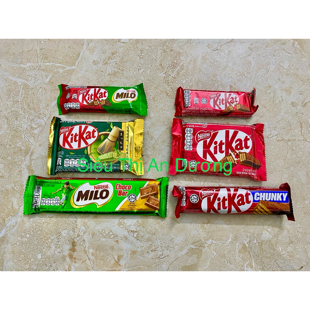 Thanh Socola KitKat Trà Xanh, Chunky, Milo - Nestle 16g, 38g