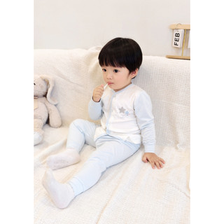 M&B (18M-24M) Bộ quần áo dài tay cài giữa họa tiết đáng yêu vải Viscose mềm mại thoáng mát cho bé