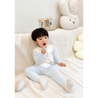 M&B (18M-24M) Bộ quần áo dài tay cài giữa họa tiết đáng yêu vải Viscose mềm mại thoáng mát cho bé