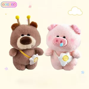 Gấu Bông Heo Con Và Gấu Ong Nâu Đeo Túi Trứng Ốp Dễ Thương Quà Tặng Cho Bé ,Bạn Gái Trang Trí Bàn Học,Size 25Cm