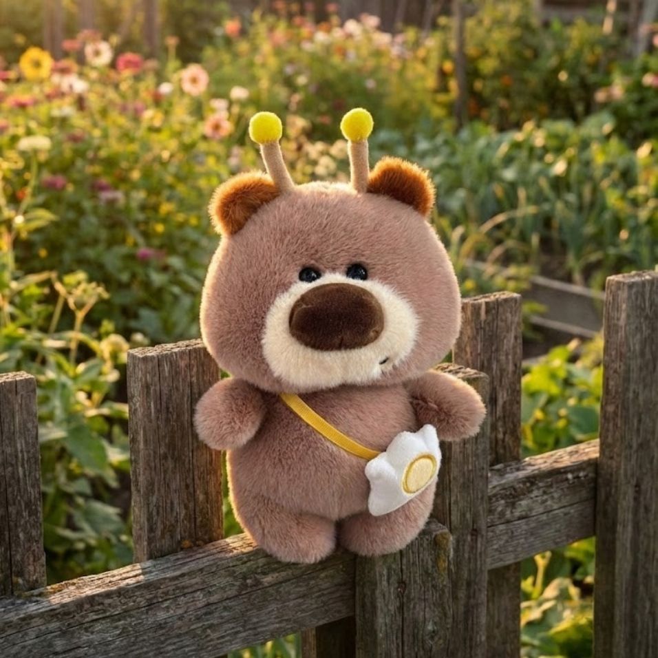 Gấu Bông Gấu Ong Nâu Và Heo Con Đeo Túi Trứng Rán Siêu Cấp Dễ Thương, Thú Nhồi Bông Size 25CM Quà Tặng Cho Bé